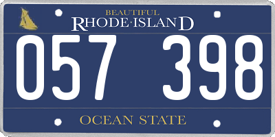 RI license plate 057398
