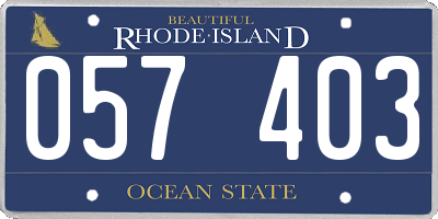 RI license plate 057403
