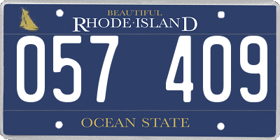 RI license plate 057409