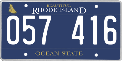 RI license plate 057416