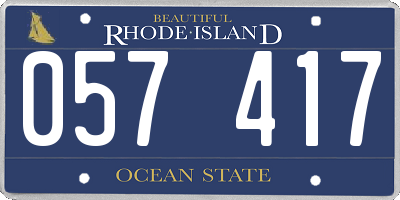 RI license plate 057417