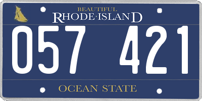 RI license plate 057421