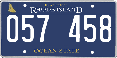 RI license plate 057458