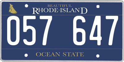RI license plate 057647