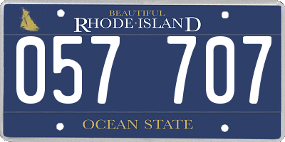 RI license plate 057707