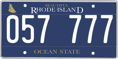 RI license plate 057777
