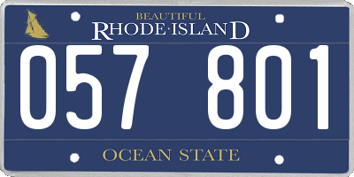 RI license plate 057801