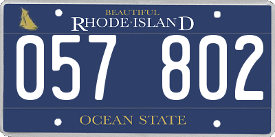 RI license plate 057802