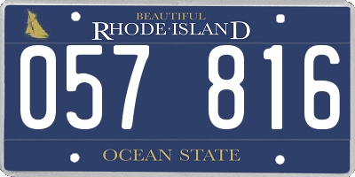 RI license plate 057816