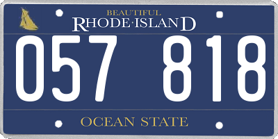 RI license plate 057818