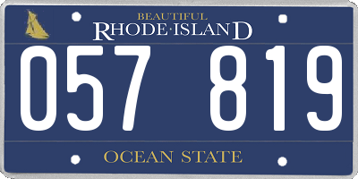 RI license plate 057819