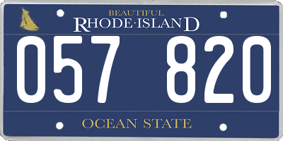 RI license plate 057820