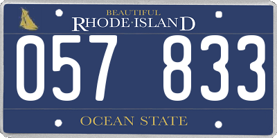 RI license plate 057833