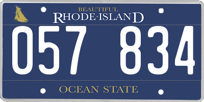 RI license plate 057834