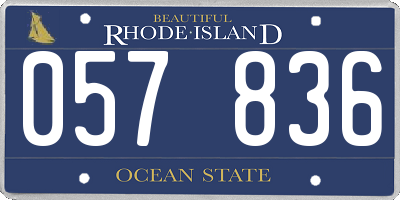 RI license plate 057836
