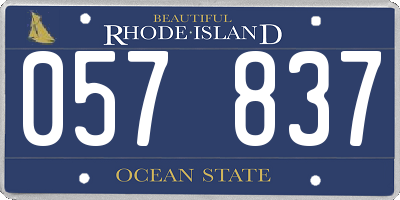 RI license plate 057837