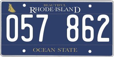 RI license plate 057862
