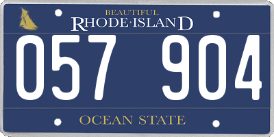 RI license plate 057904