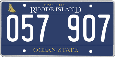 RI license plate 057907