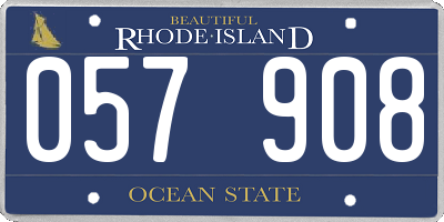 RI license plate 057908