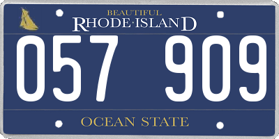 RI license plate 057909