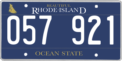 RI license plate 057921