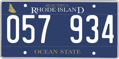 RI license plate 057934