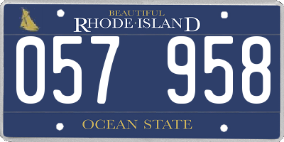 RI license plate 057958