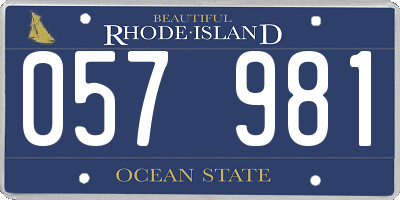 RI license plate 057981