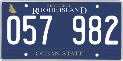RI license plate 057982