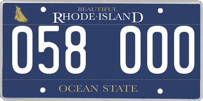 RI license plate 058000