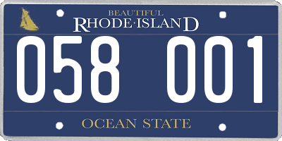 RI license plate 058001