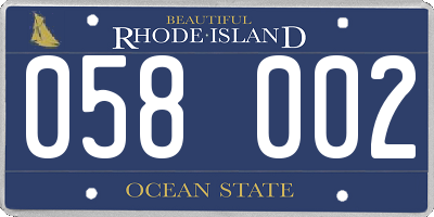 RI license plate 058002