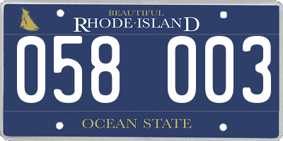 RI license plate 058003
