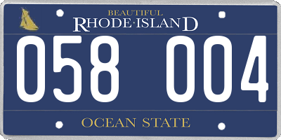 RI license plate 058004