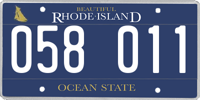 RI license plate 058011