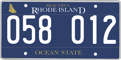 RI license plate 058012
