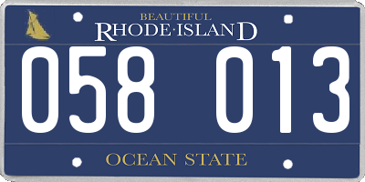 RI license plate 058013