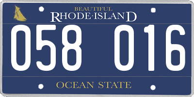 RI license plate 058016