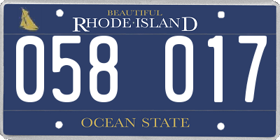 RI license plate 058017