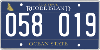 RI license plate 058019