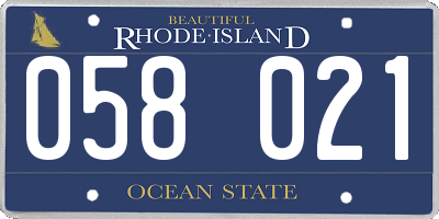 RI license plate 058021