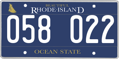 RI license plate 058022