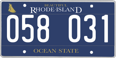 RI license plate 058031