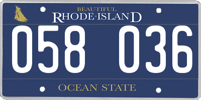 RI license plate 058036