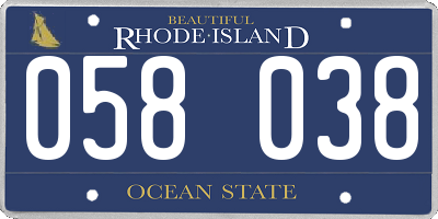 RI license plate 058038