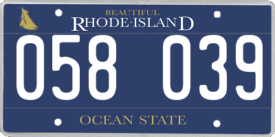 RI license plate 058039