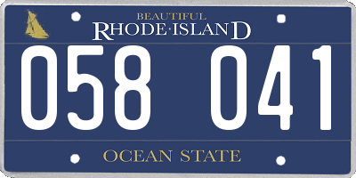 RI license plate 058041