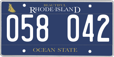 RI license plate 058042