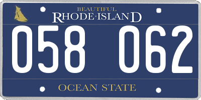 RI license plate 058062